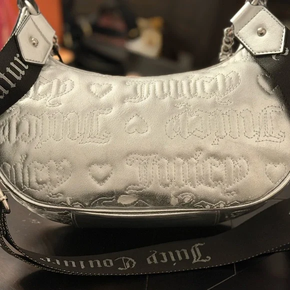 Juicy Couture Metallic Silver Chain-Handle Shoulder Bag - Picture 2 of 4